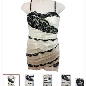 VINTAGE!!!Made by MUSANI GOLD , rhinestones dress CREAM/BLACK color hand crafted